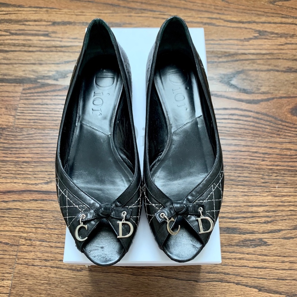Authentic Dior Cannage Peep Toe Flat Size 7